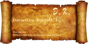 Daradics Kornél névjegykártya